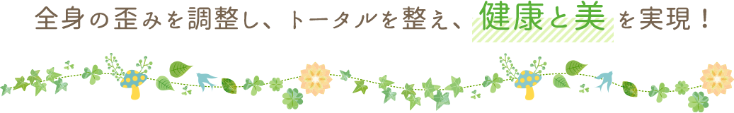 全身の歪みを調整し、トータルを整え、健康と美を実現！
